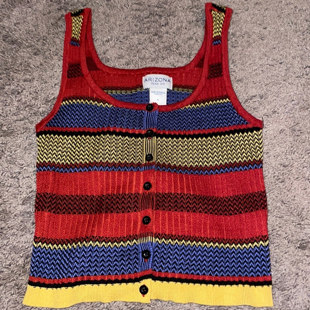 Multi colored knit tank top. Medium